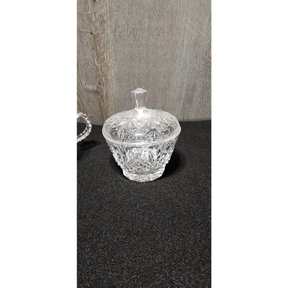 Cristal d Vtg Cristal D\'Arques Genuine Cut d Crystal Star Pattern Sugar and Creamer Set